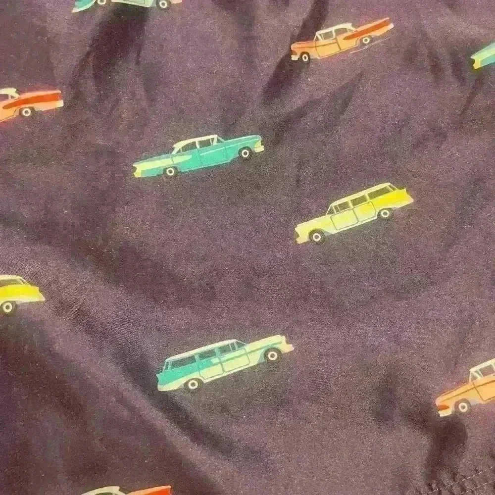 Caribbean Swimwear Swim Trunks Mens Size XXL 2XL Blue Classic Car Allover Print